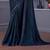 Blue silk blend embroidered saree with unstitched blouse piece