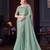 Sea green soft silk blend embroidered saree with unstitched blouse piece