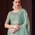 Sea green soft silk blend embroidered saree with unstitched blouse piece