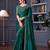 Turquoise satin embroidered saree with unstitched blouse piece
