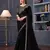 Black satin chiffon embroidered saree with unstitched blouse piece