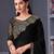 Black satin chiffon embroidered saree with unstitched blouse piece