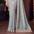 Grey chiffon embroidered saree with unstitched blouse piece