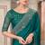 Teal soft silk blend embroidered saree with unstitched blouse piece