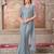 Sky blue soft silk blend embroidered saree with unstitched blouse piece