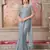 Sky blue soft silk blend embroidered saree with unstitched blouse piece