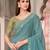Turquoise soft silk blend embroidered saree with unstitched blouse piece