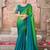 Sea green soft silk blend embroidered saree with unstitched blouse piece