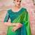 Sea green soft silk blend embroidered saree with unstitched blouse piece