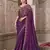 Purple soft silk blend embroidered saree with unstitched blouse piece