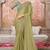 Pista soft silk blend embroidered saree with unstitched blouse piece