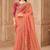 Orange georgette embroidered saree with unstitched blouse piece