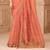 Orange georgette embroidered saree with unstitched blouse piece