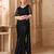 Black satin georgette embroidered saree with unstitched blouse piece
