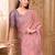 Pink satin georgette embroidered saree with unstitched blouse piece