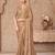 Beige satin georgette embroidered saree with unstitched blouse piece
