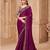 Wine satin georgette embroidered saree with unstitched blouse piece