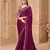 Wine satin georgette embroidered saree with unstitched blouse piece