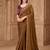 Mehendi satin georgette embroidered saree with unstitched blouse piece