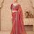 Rust georgette embroidered saree with unstitched blouse piece