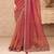 Rust georgette embroidered saree with unstitched blouse piece