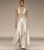 Pearl white embroidered raw silk co ord set