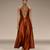 Rust orange embroidered raw silk co ord set