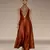 Rust orange embroidered raw silk co ord set