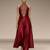 Red embroidered raw silk co ord set