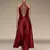 Red embroidered raw silk co ord set