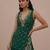 Bottle green embroidered silk kurta set