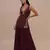 Wine embroidered silk kurta set