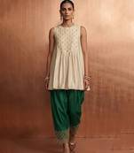 Ivory green embroidered raw silk co ord set