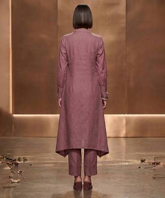 Mauve embroidered malai chanderi co ord set 2