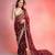 Designer space satin bits sequence work saree with contrast running blouse for wedding & party wea
