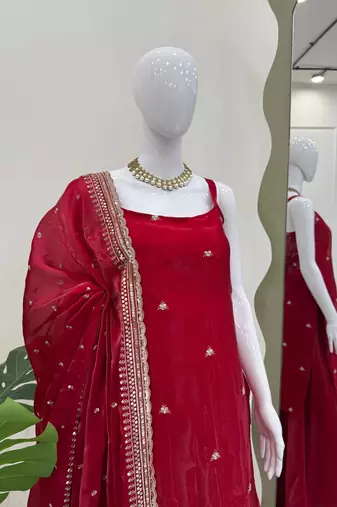 jimi choo embroidered kurta palazzo set with dupattasequins work ethnic party wear suit