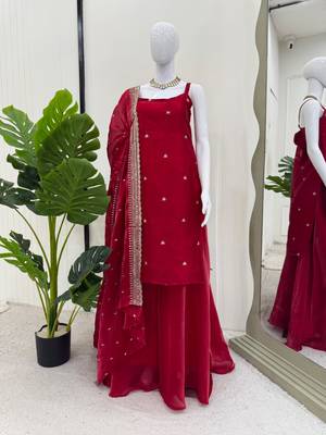 jimi choo embroidered kurta palazzo set with dupattasequins work ethnic party wear suit 4