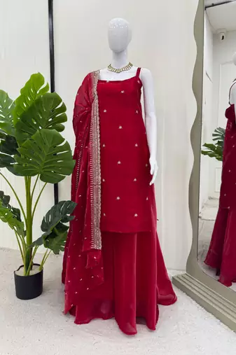 jimi choo embroidered kurta palazzo set with dupattasequins work ethnic party wear suit