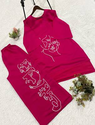 Trendy roman silk embroidered co-ord set for women summer kurta palazzo outfit 3
