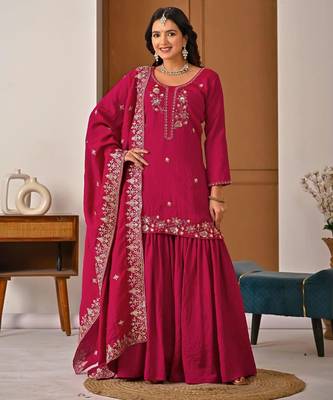  nc vichitra top sharara palazzo with dupattaembroidered party wear suit set for women 1