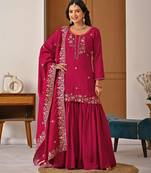  nc vichitra top sharara palazzo with dupattaembroidered party wear suit set for women