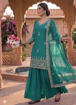  crepe top lehenga with net dupattasequins embroidered party wear lehenga set for women 1