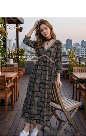 Women's Rayon Printed Hanblock Designer Flared Anarkali Ethnic Black Gown  2