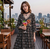 Women's Rayon Printed Hanblock Designer Flared Anarkali Ethnic Black Gown 