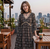 Women's Rayon Printed Hanblock Designer Flared Anarkali Ethnic Black Gown 