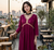 Women's Rayon Handblock Handpainted Designer Flared Wine Color Anarkali Dress Gown