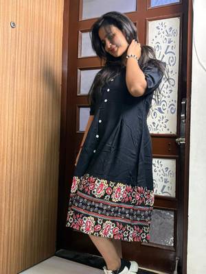 Black Floral Border Midi Dress for Women|Boho Printed Hem Dress|Trendy Ethnic Western Dress for Girls & Women 3