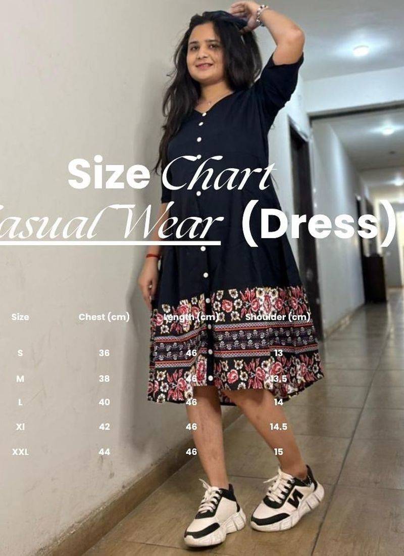 Black Floral Border Midi Dress for Women|Boho Printed Hem Dress|Trendy Ethnic Western Dress for Girls & Women