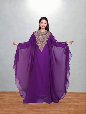 Royal Purple Embroidered Butterfly Kaftan 1