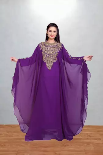Royal Purple Embroidered Butterfly Kaftan